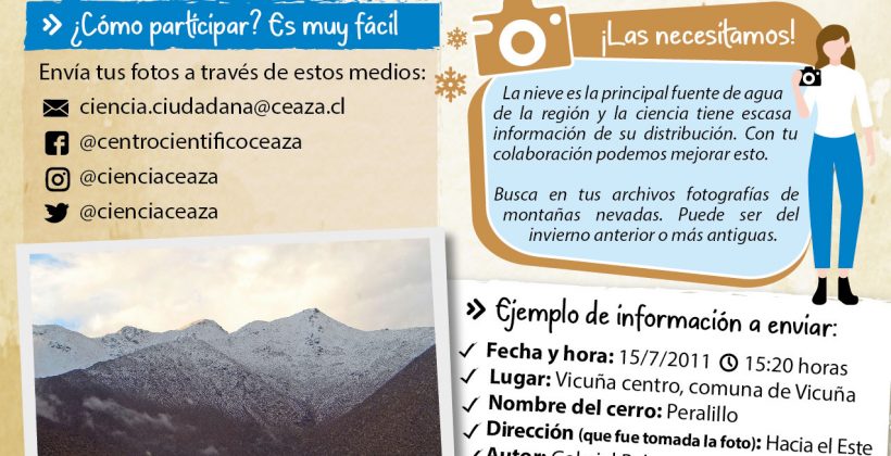 Invitan a colaborar en investigación con fotos de la cordillera nevada de la Región de Coquimbo