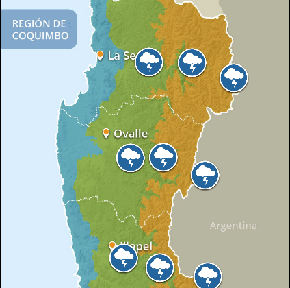 Pronostican tormentas eléctricas para este martes 4 de mayo en la Región de Coquimbo