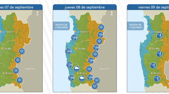 Pronostican precipitaciones débiles de agua y nieve para la cordillera y precordillera en la Región de Coquimbo