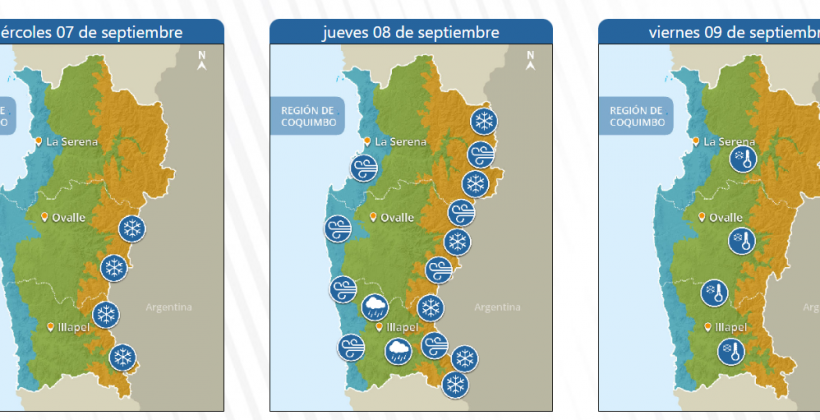 Pronostican precipitaciones débiles de agua y nieve para la cordillera y precordillera en la Región de Coquimbo