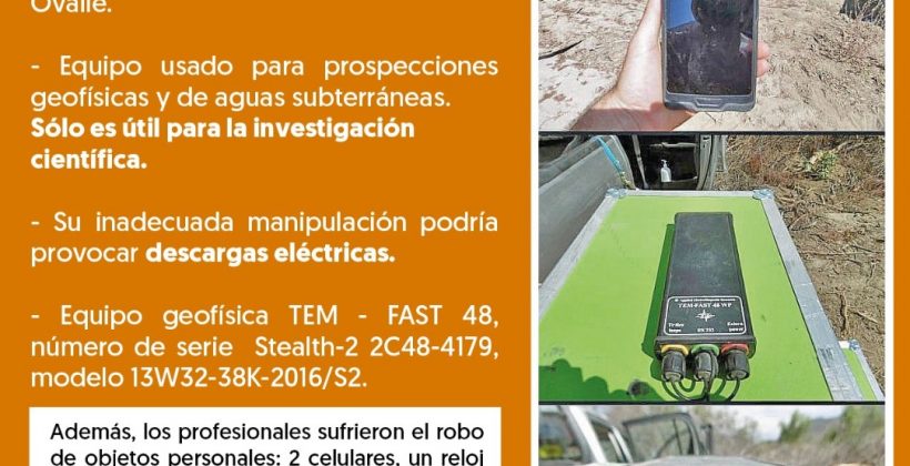 Roban equipo de prospección geofísica del Centro Científico CEAZA