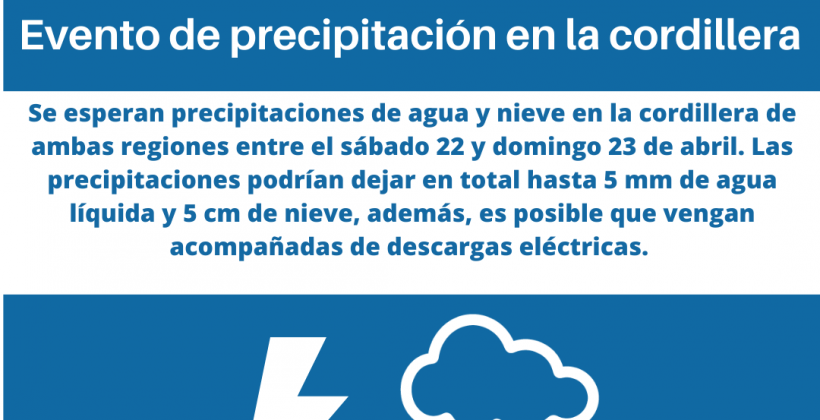 CEAZA pronostica: Evento de precipitación en la cordillera de las regiones de Atacama y Coquimbo