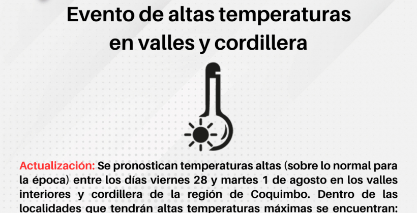 Actualización: Evento de altas temperaturas en la Región de Coquimbo