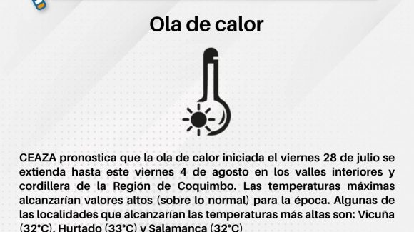 CEAZA emite alertas meteorológicas: Evento de altas temperaturas en valles y marejadas en costa