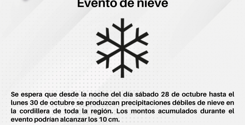 Se pronostica evento de nieve para la zona cordillerana de la Región de Coquimbo