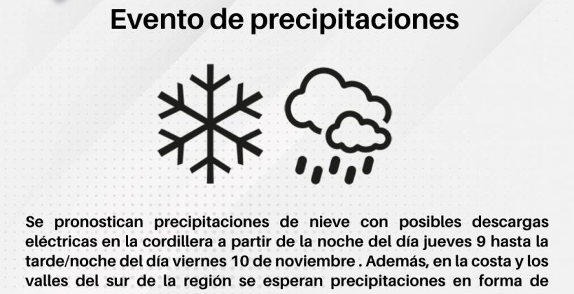 Se pronostican precipitaciones de nieve en la cordillera de la Región de Coquimbo Se pronostican precipitaciones de nieve en la cordillera de la Región de Coquimbo