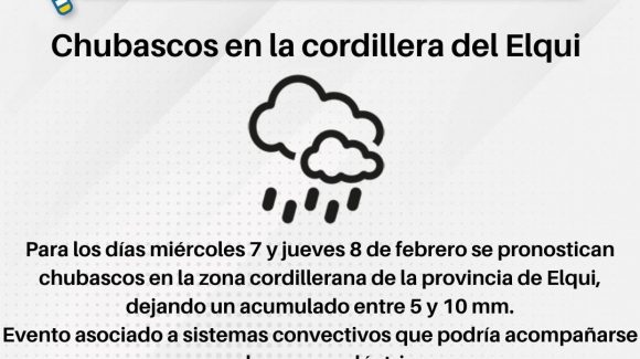Pronostican chubascos para la cordillera de la provincia de Elqui
