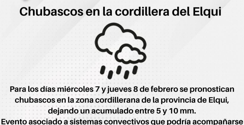 Pronostican chubascos para la cordillera de la provincia de Elqui