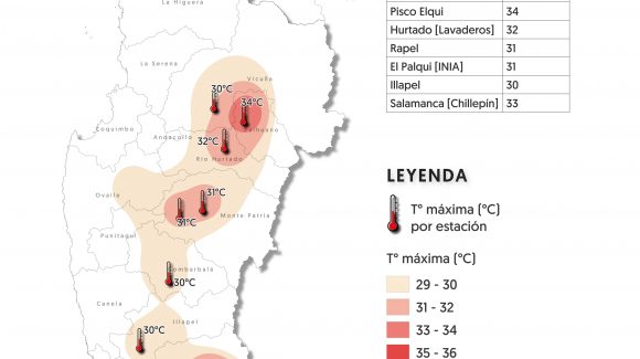 CEAZA pronostica temperaturas cercanas a los 36°C en valles interiores