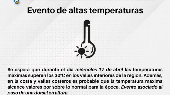 Se anuncia evento de altas temperaturas para el interior de la Región de Coquimbo