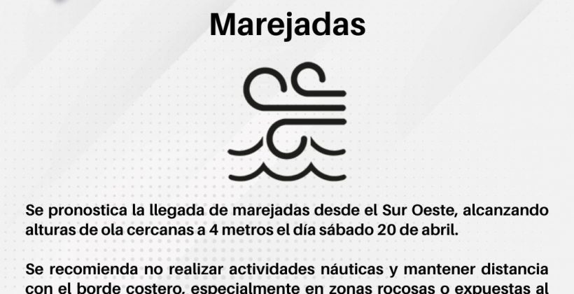 Pronostican marejadas con olas de hasta 4 metros de altura en la Región de Coquimbo