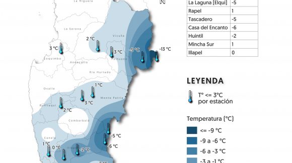 Alerta meteorológica: Pronostican bajas temperaturas y heladas en la Región de Coquimbo