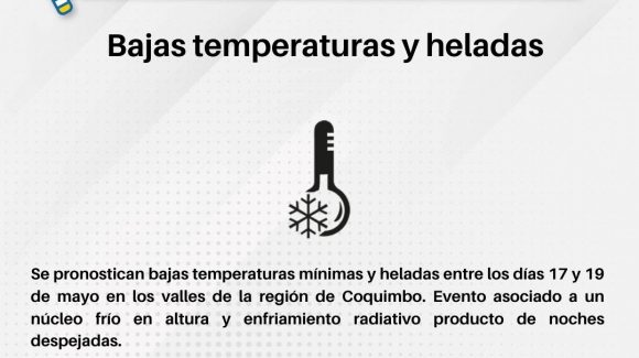 Se pronostican bajas temperaturas y heladas para los valles de la Región de Coquimbo