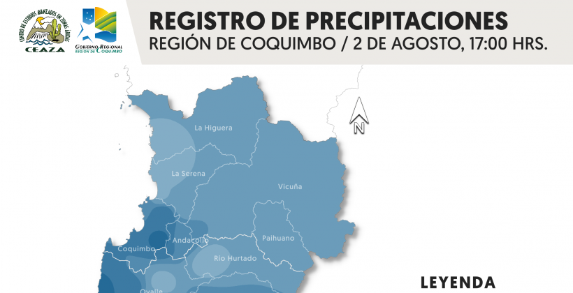 CEAZA realiza balance de precipitaciones hasta las 19 horas