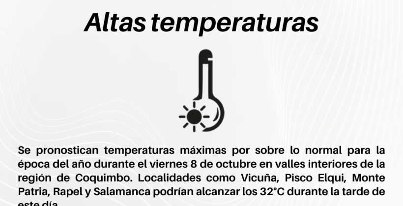 CEAZA pronostica altas temperaturas para este 8 de noviembre CEAZA pronostica altas temperaturas para este 8 de noviembre