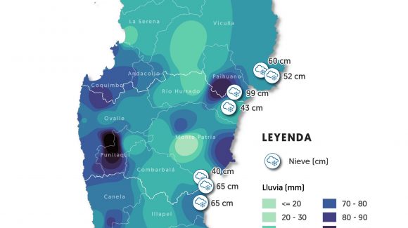 Final del evento de precipitaciones en la Región de Coquimbo: Conoce los montos de agua y nieve registrados