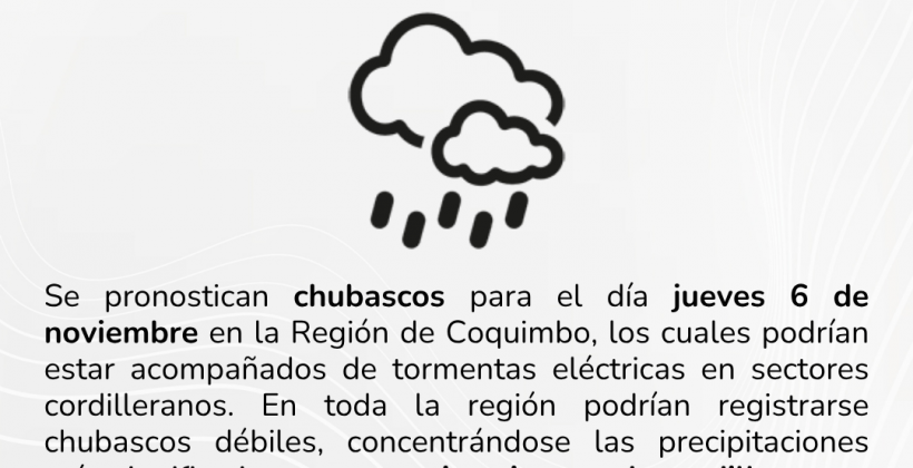 Aviso por precipitaciones en la región de Coquimbo
