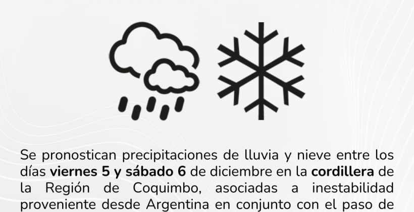Se pronostican precipitaciones en cordillera para esta semana en la Región de Coquimbo