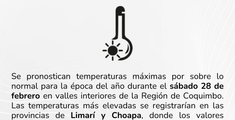 Pronostican jornada de altas temperaturas este fin de semana en la Región de Coquimbo